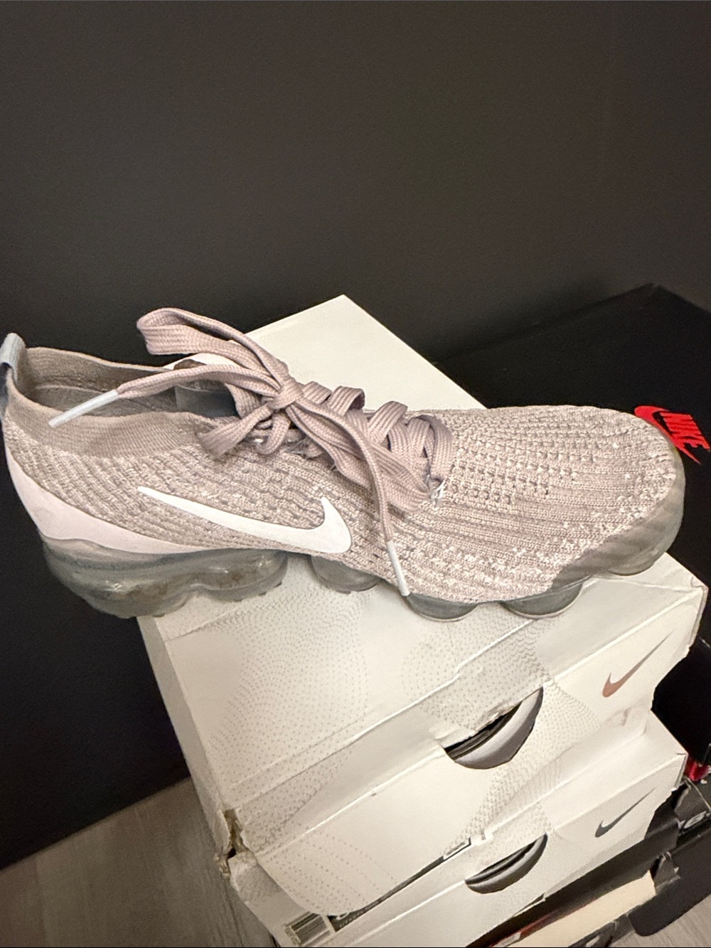 Nike Women’s Knit Lace-Up Sneaker in Blush Pink - Picture 2 of 3